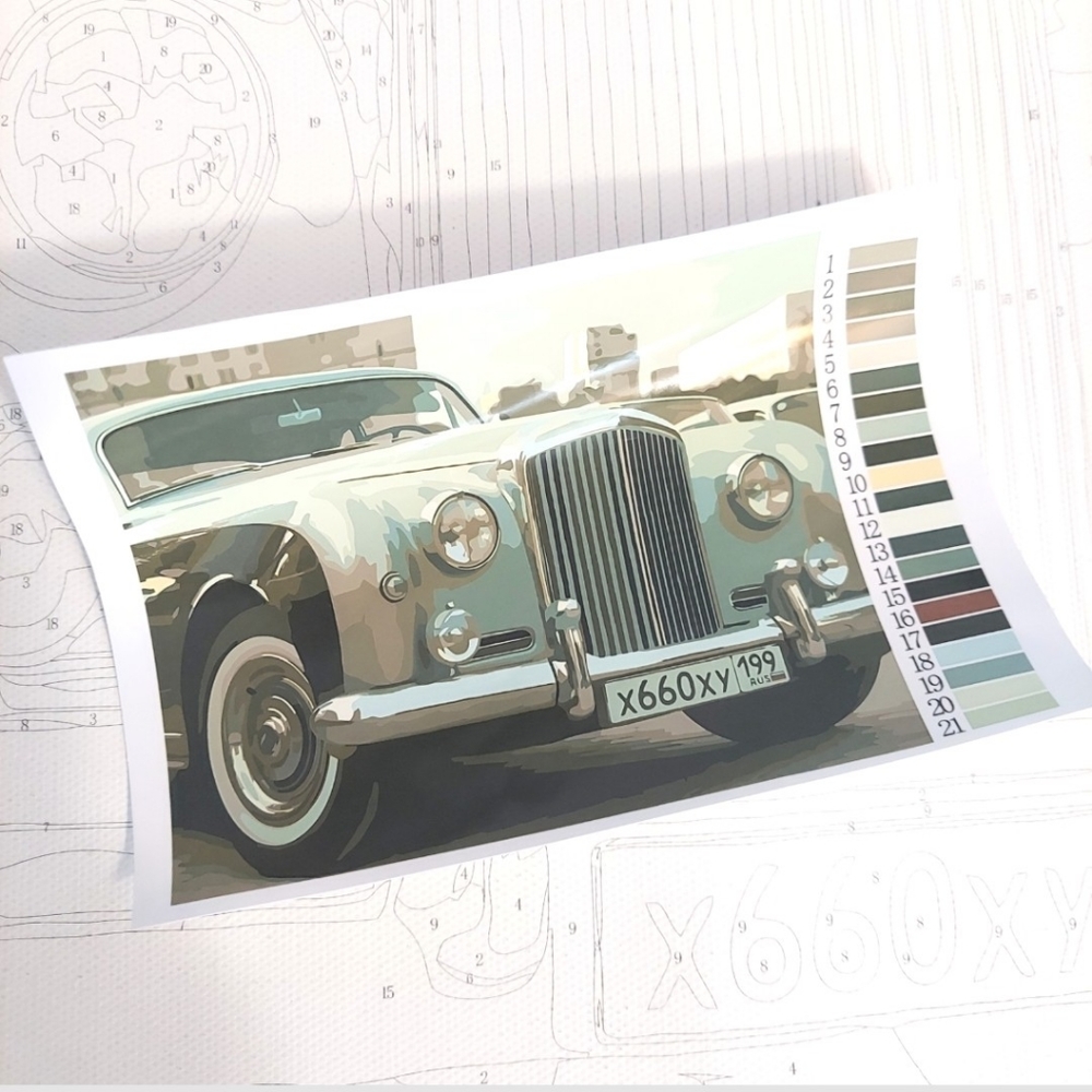 Paint By Number Vintage Vision Car Green Bentley DIY Wall Art Advanced